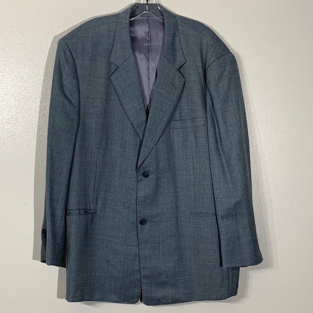 Elevee Custom Made Blue Twill Sports Coat Blazer - Size 46R Casual Formal